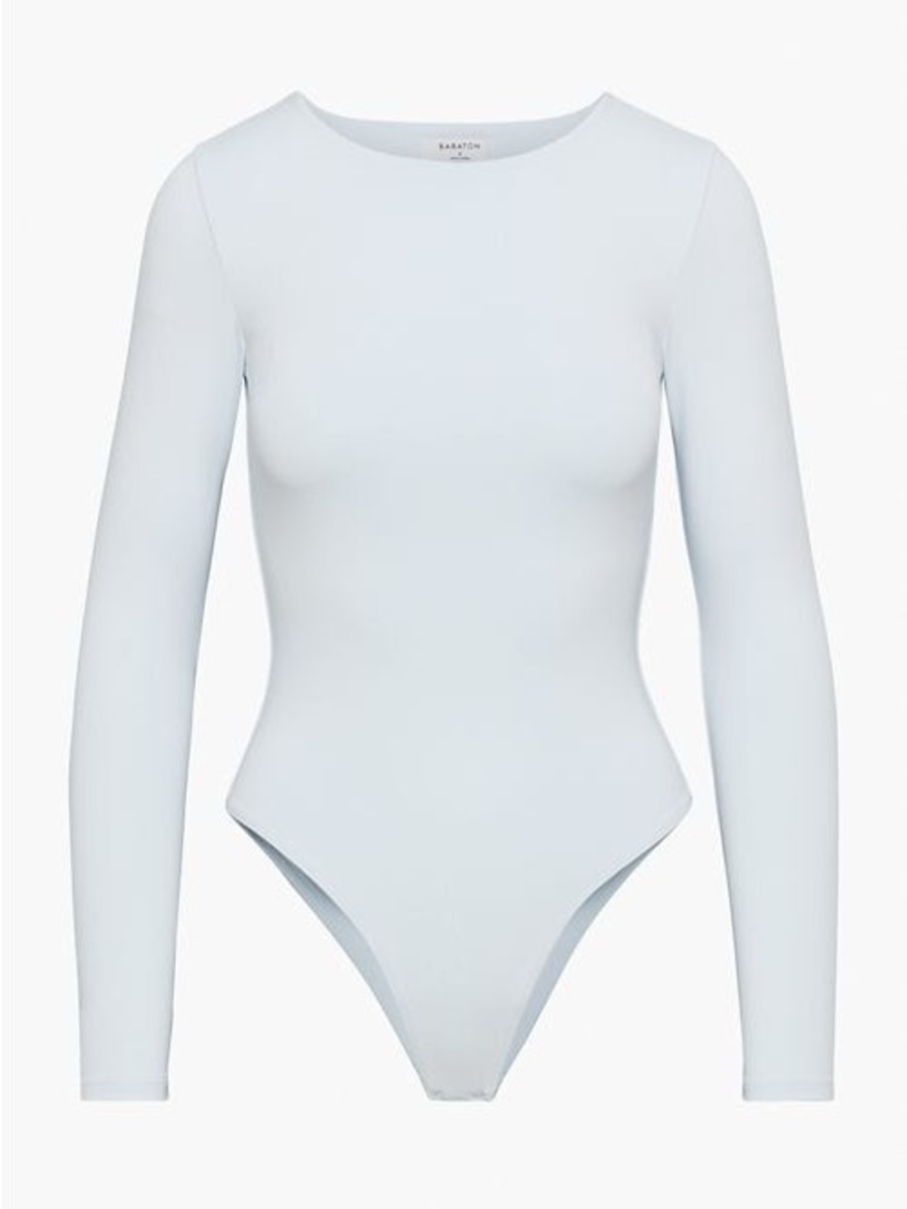 Babaton Light Blue Glimmer Long-Sleeve Scoop Neck Bodysuit